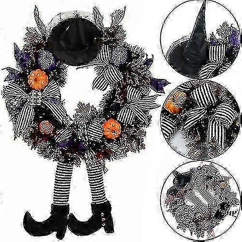 Halloween Party Decor Door Wreath Garland Outdoor Yard Decor Props Pumpkin Witch