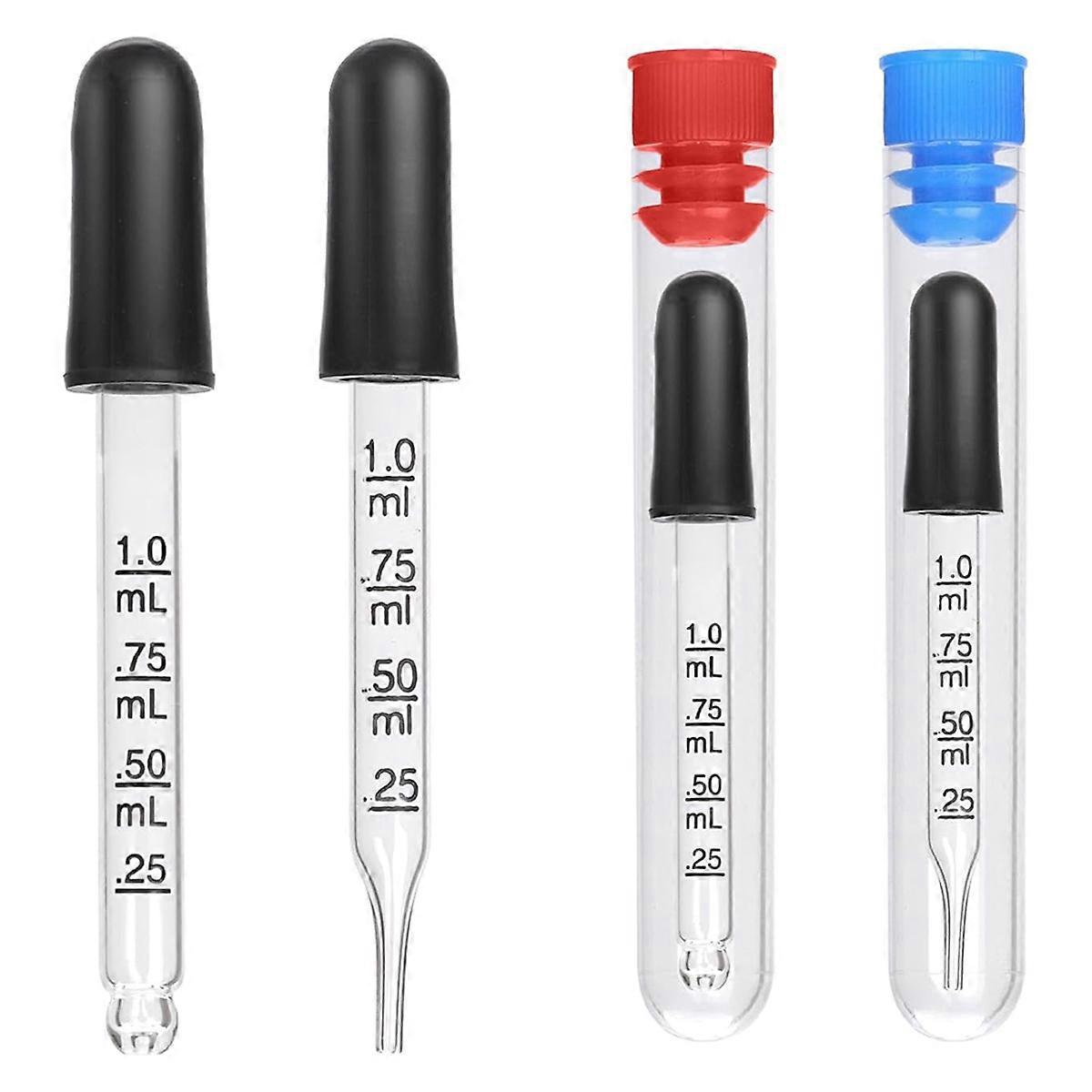 4pcs 1ml Dropper with 4pcs Bottle, Glass Dropper with Measurements