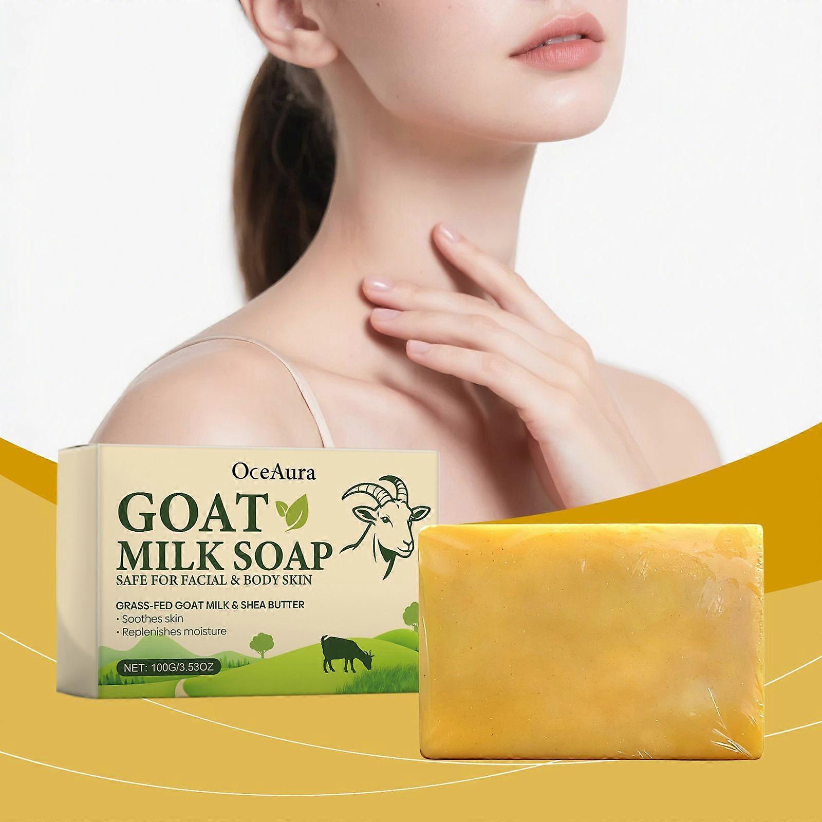 Organic Goat Milk Soap Bar,Shea Butter Enriched for Dry Sensitive Skin Use on Face Body Hands for All Family