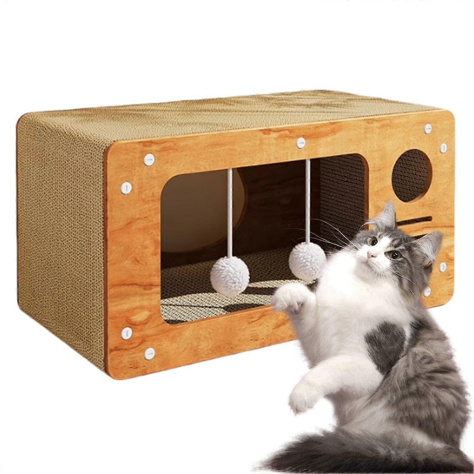 Cardboard Cat Graphic Sturdy Cardboard Cat Cavity Comfortable Cat Hut Pet Play House Easy Cat House