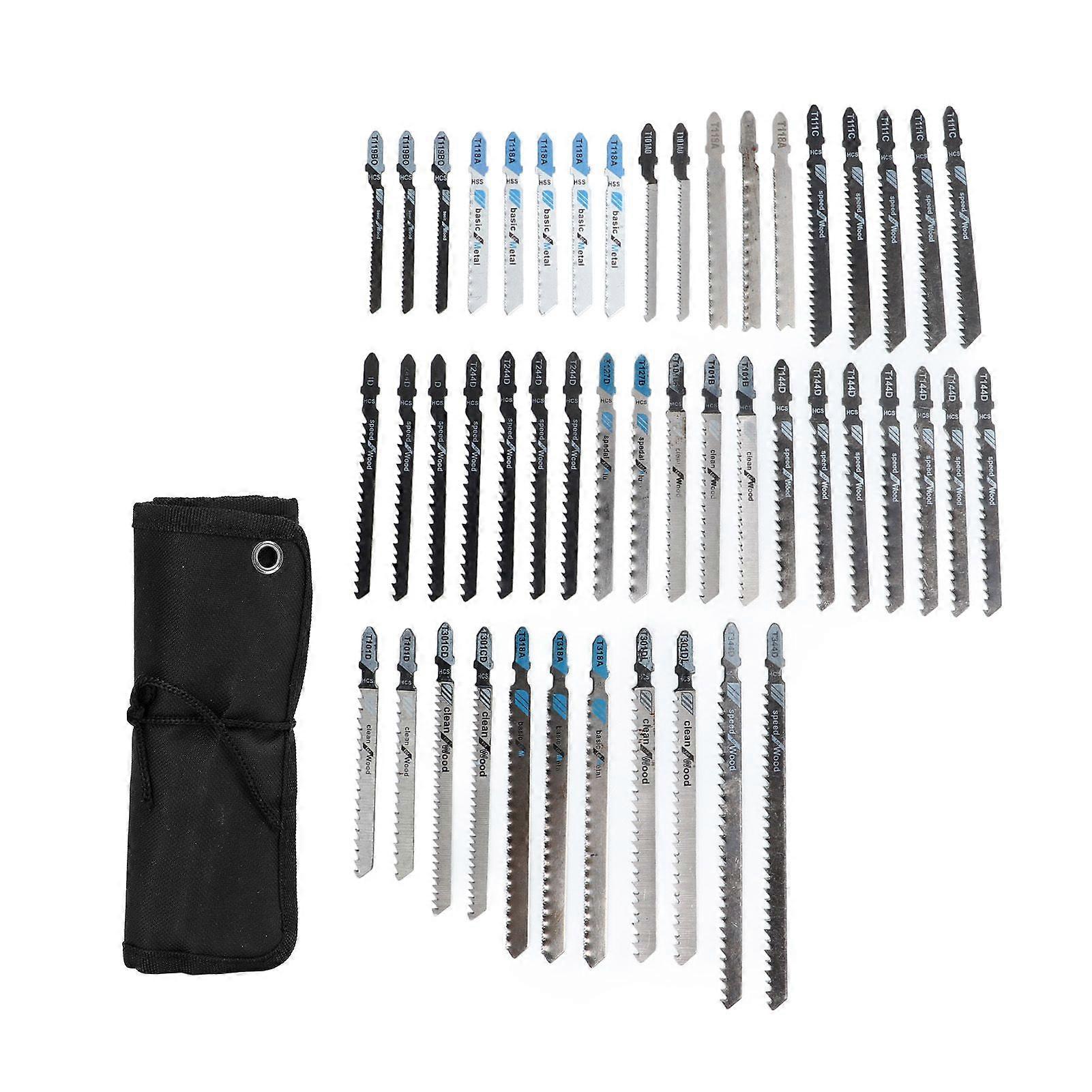 48Pcs Jigsaw Blade T Shank High Speed Steel Reciprocating Sabre Saw Cutting Tool for Wood