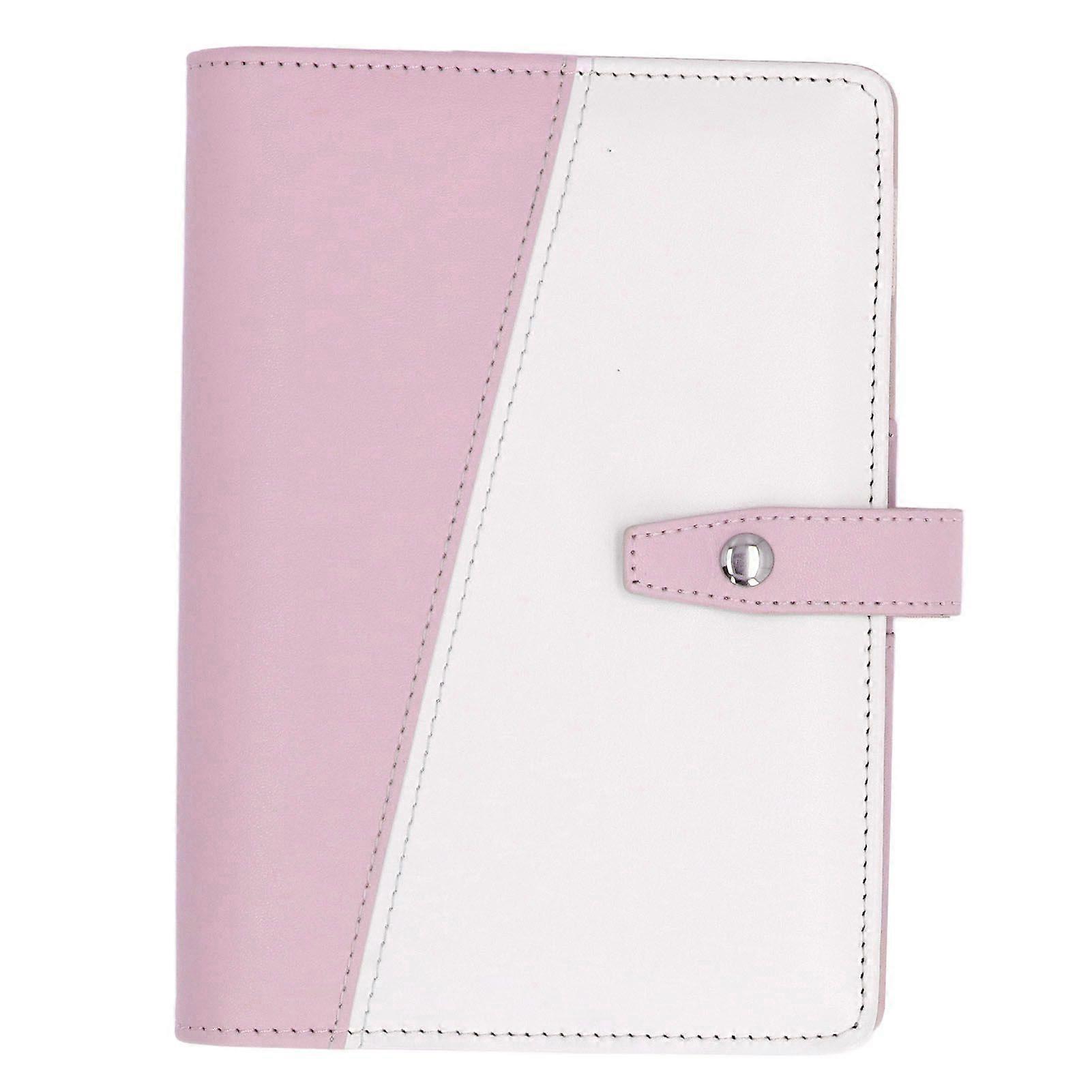 A6 Budget Binder Multifunctional Compartment Design Portable PU Leather Notebook Binder for Office School Pink