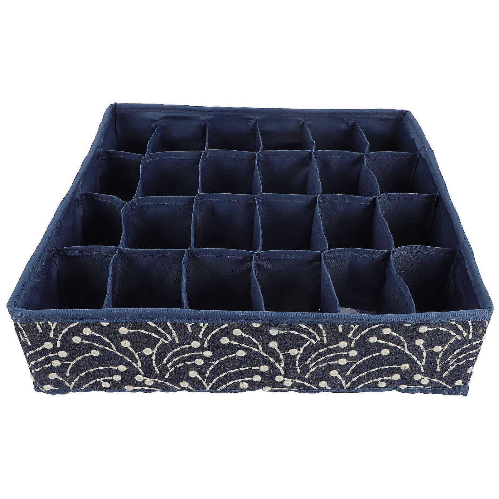 Underwear Storage Organizer Box for Home Use 1Pcs Blue Multi-Grid Fabric