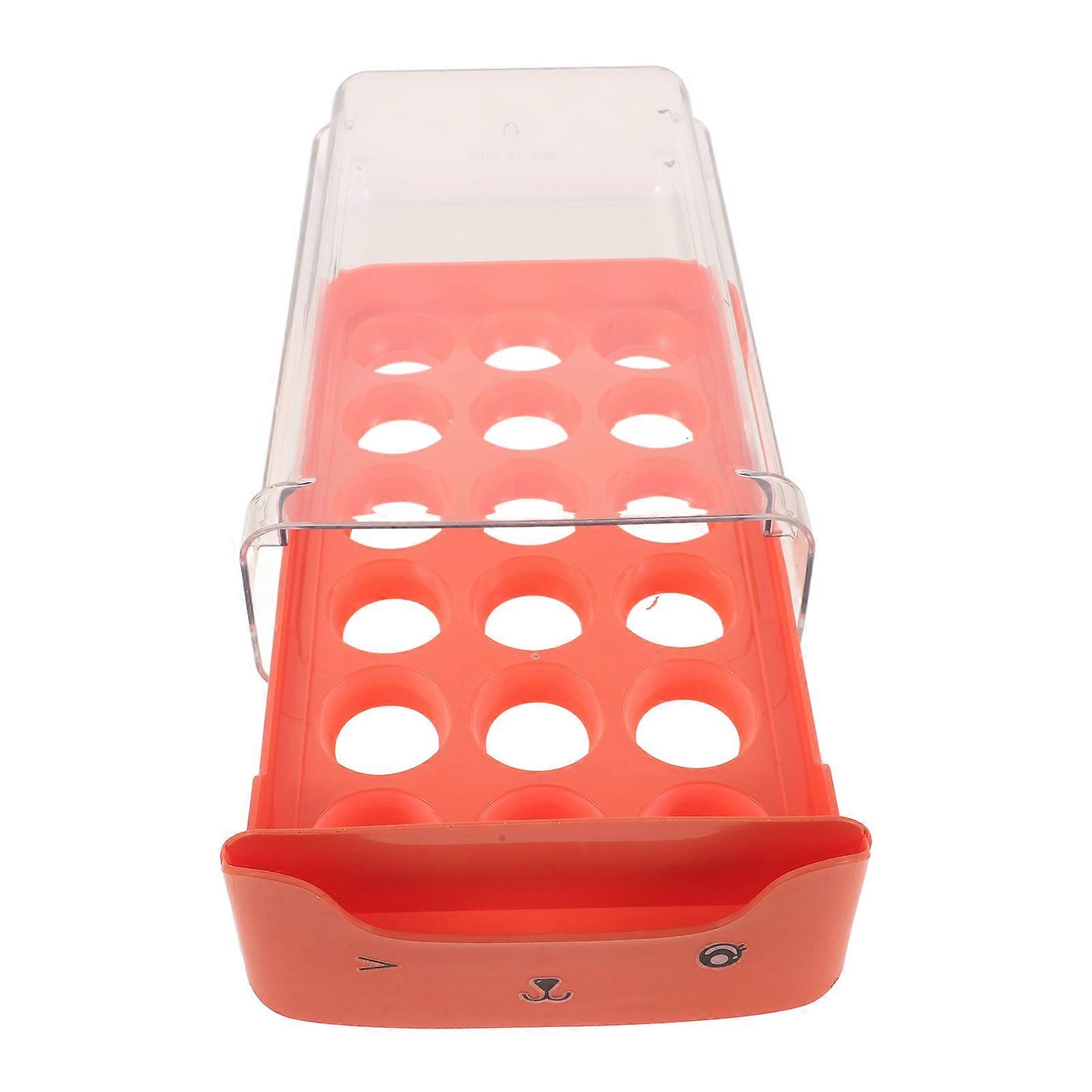 Egg Holder Fridge Transparent Plastic Drawer for Space Saving 2Pcs