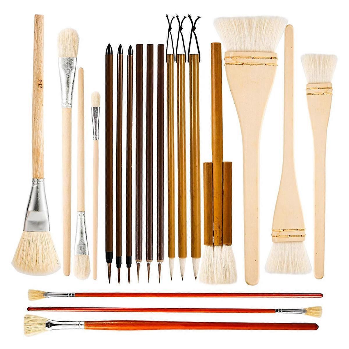 20pcs Pottery Glaze Brushes Set, Ceramic Brushes with Long Handle