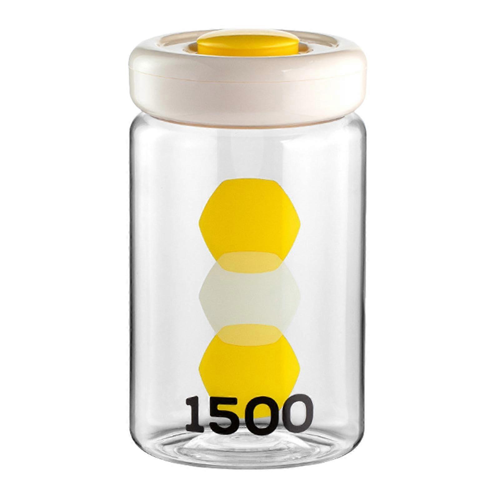 Dry Food Storage Containers 1500ML, Airtight Cereal and Sugar Storage, Button Control Flour Organizer, BPA-Free Material