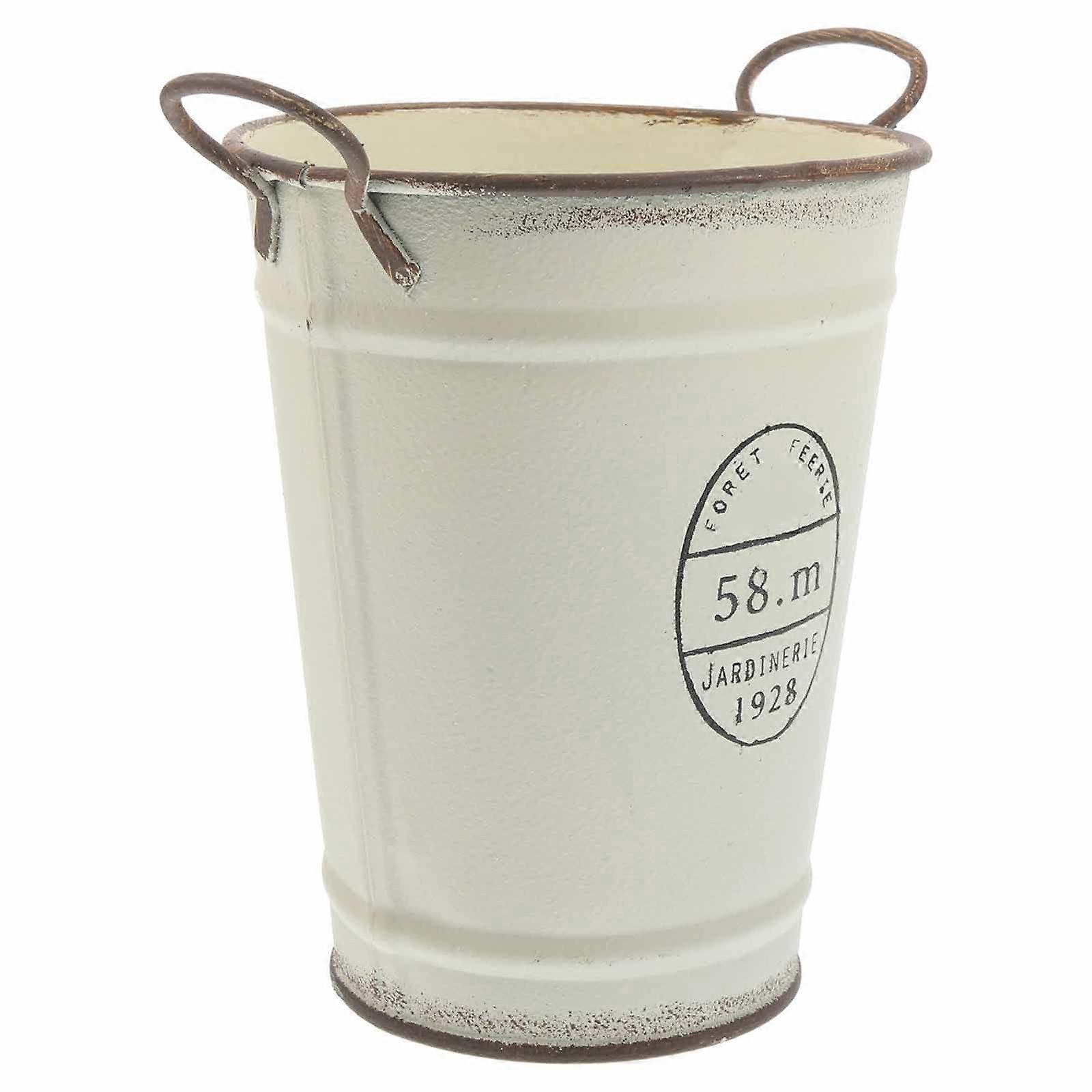 Decorative Bucket Iron Flower Planting Balcony Use Round Shape 1Set