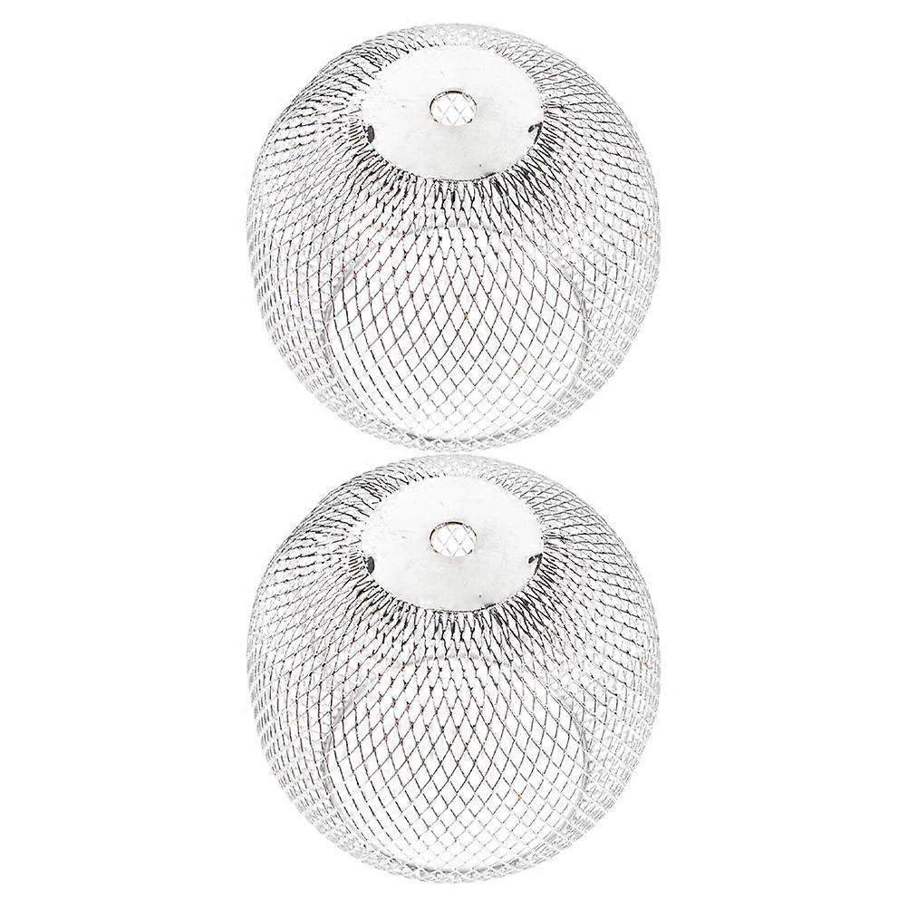 Metal Cage Pendant Lamp Shade Silver Iron Wire for Lamp Use 2Pcs Set