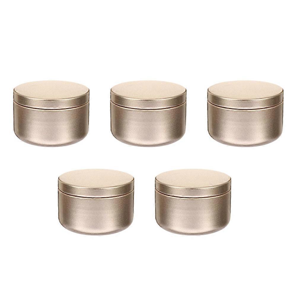Aluminum Balm Tins Refillable Containers Golden Round Shaped 50ml Portable 5Pcs