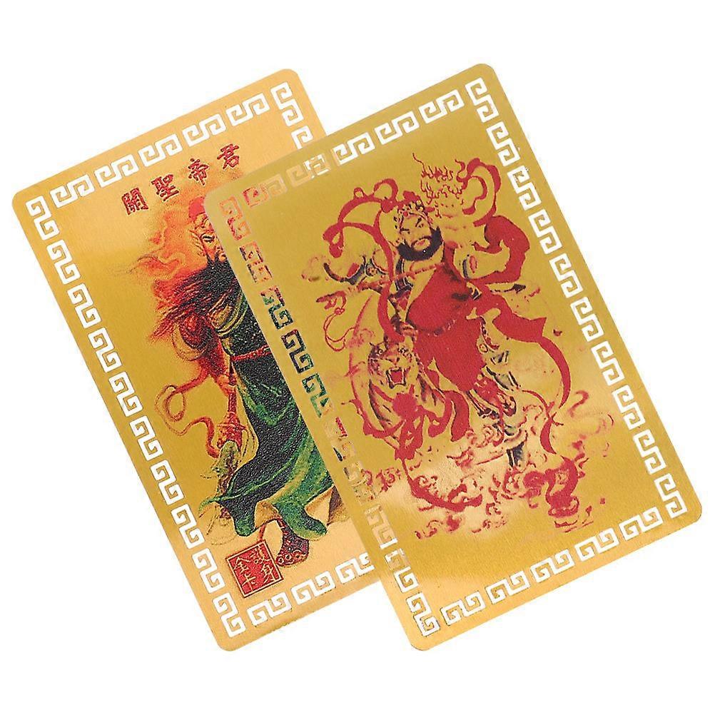 Cai Shen Card 2Pcs Tai Sui Amulet for Prosperity and Protection Feng Shui Charm