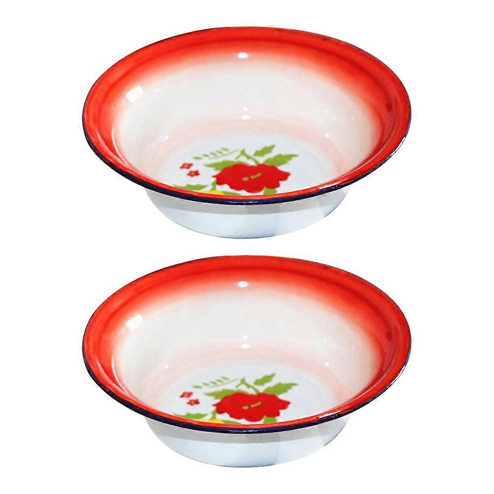 Vintage Enameled Tableware Soup Bowl for Storage 6Pcs Retro Basins