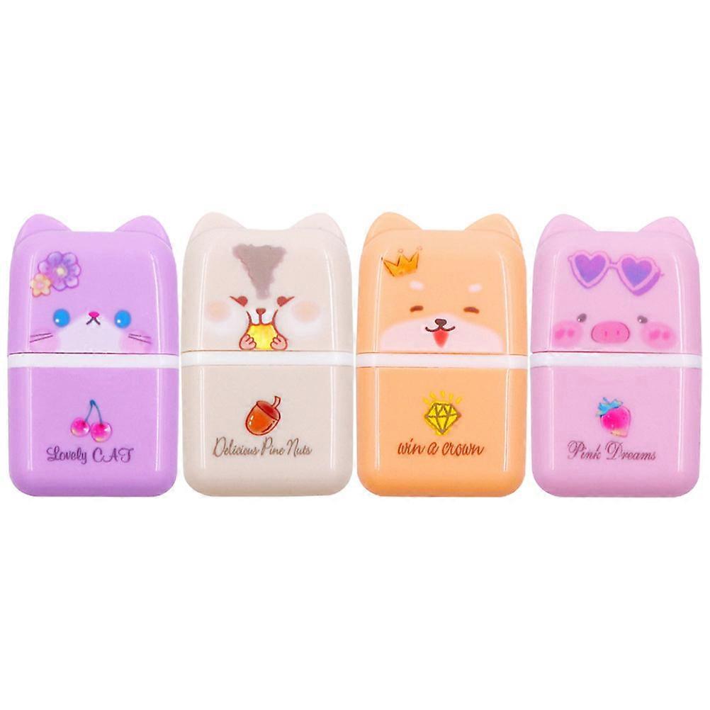 Unique Cartoon Erasers 4Pcs Portable Assorted Color for Everyday Study