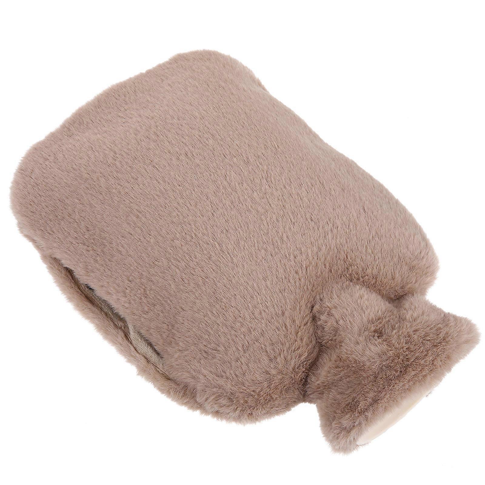Plush Cover Hot Water Bag for Storage 3Pcs Hand Plug-in Brown Set