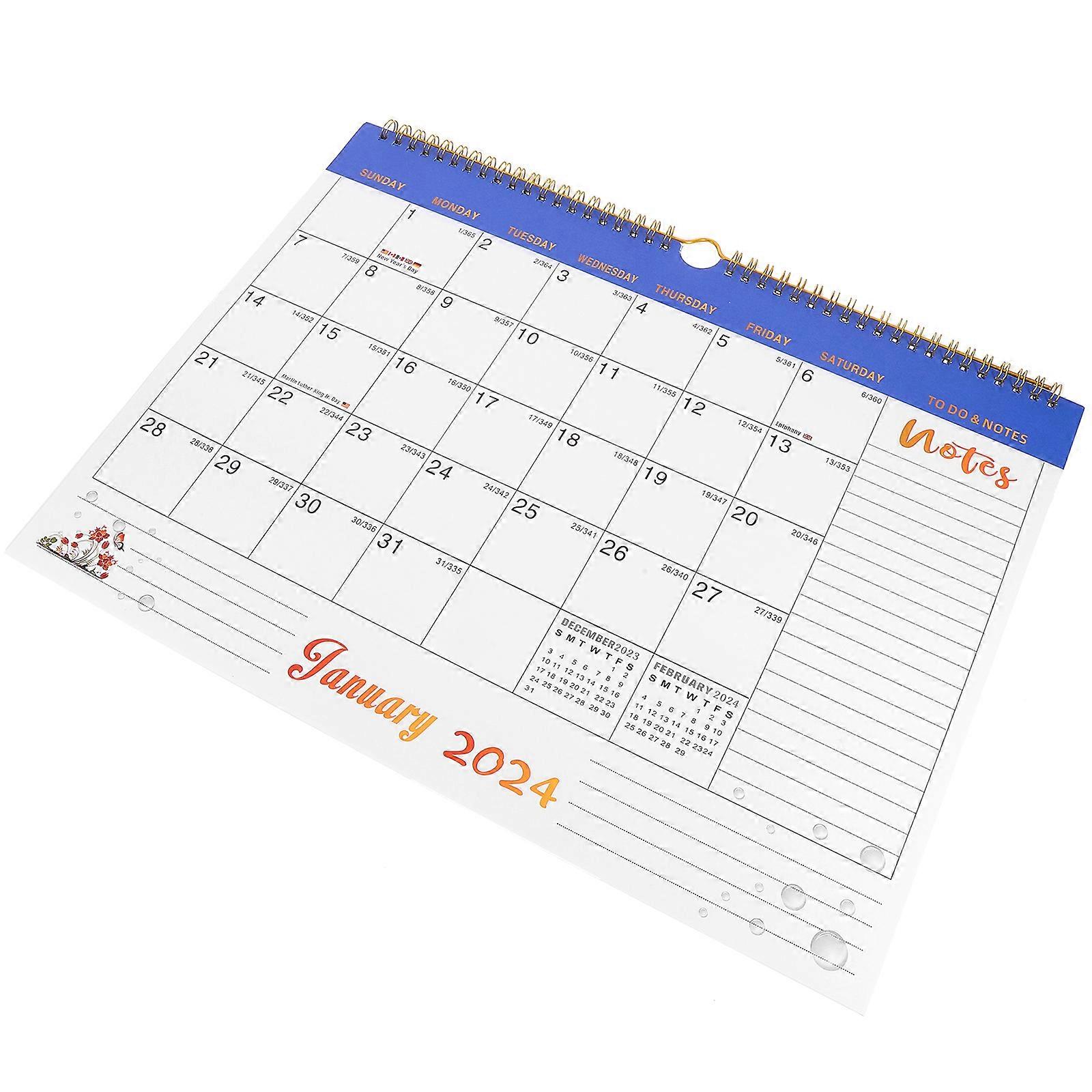 Monthly Wall Calendar Household Planning Hanging Calendar for Daily Use 2Pcs
