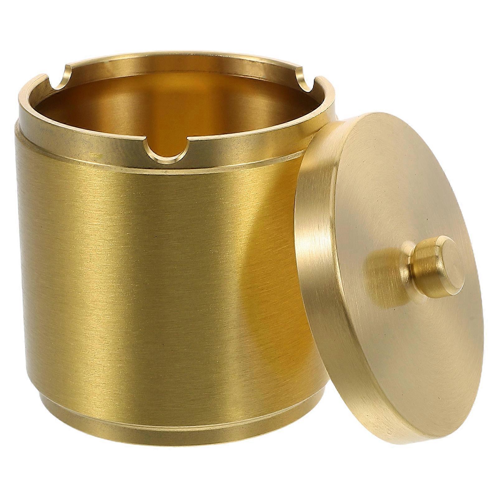 Portable Car Ashtray With Lid And Durable Brass Material For Experience In Golden Color 5Pcs