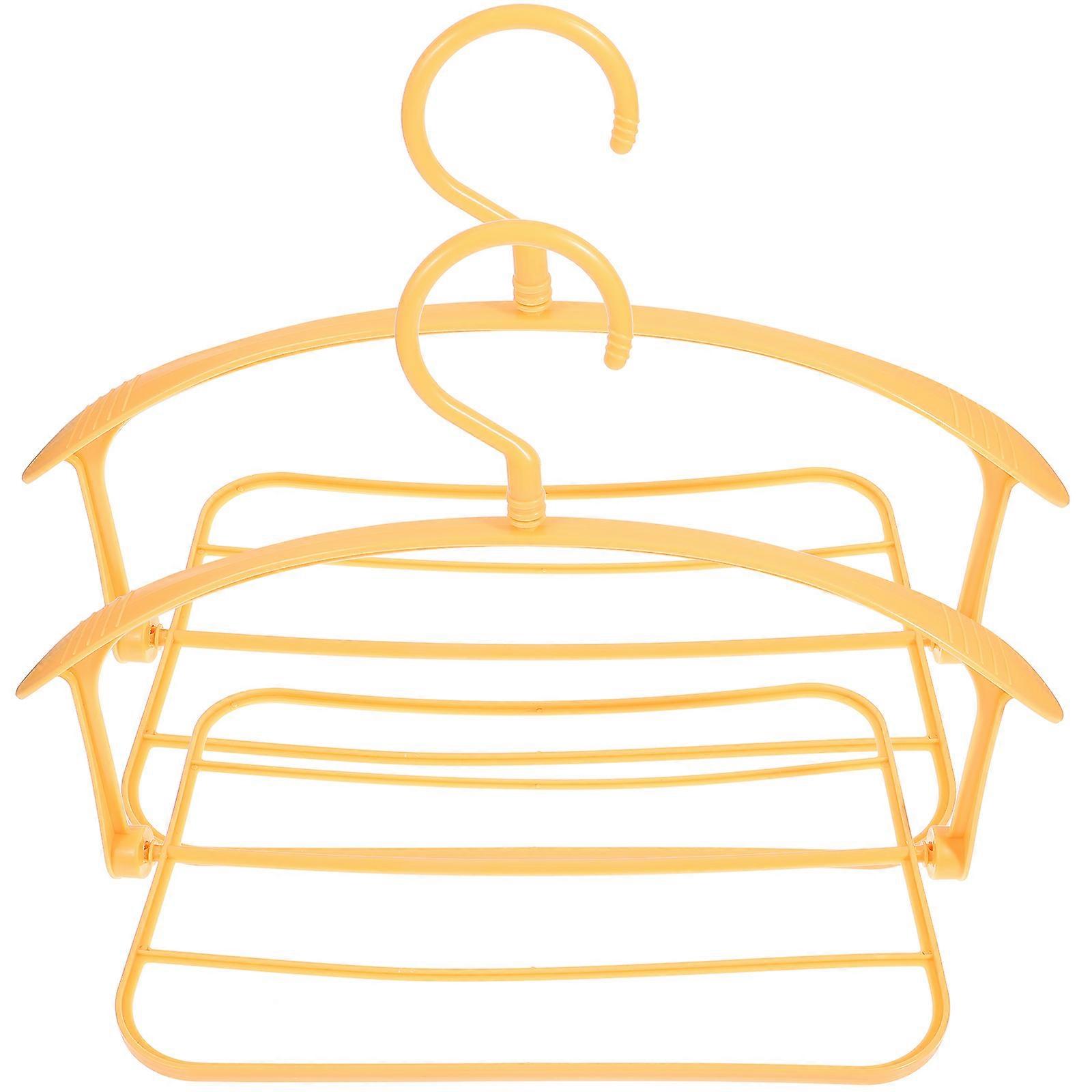 Multi-Functional Foldable Hanger 4 Pcs Ideal For Shirts Coats Dresses And Other Clothes In Yellow