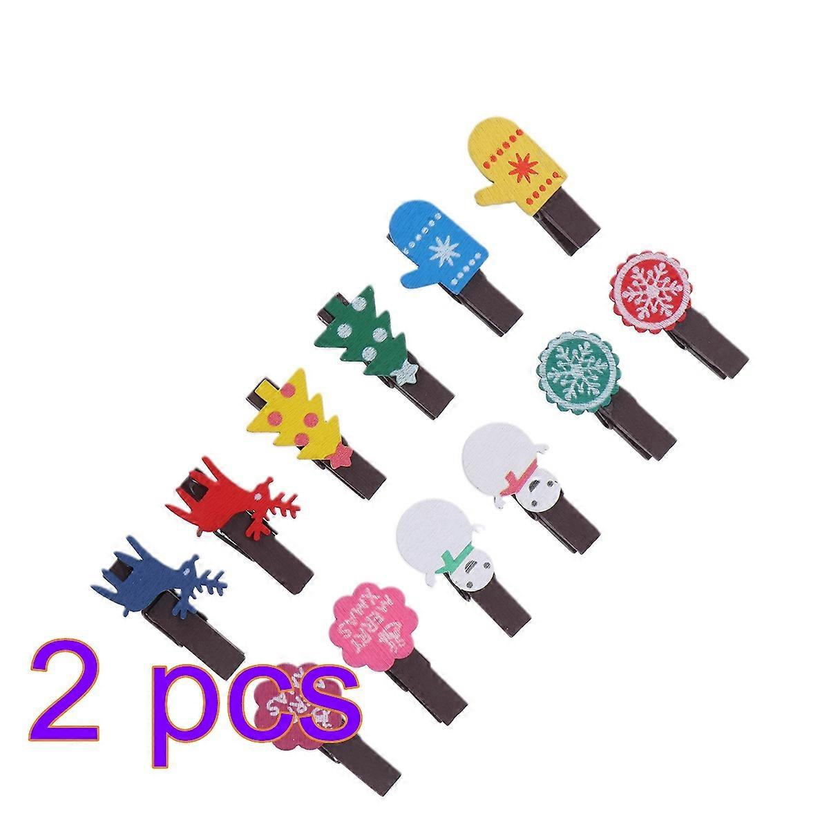 Christmas Wood Clothespins Mini Photo Clips for Crafts 24Pcs Assorted Color