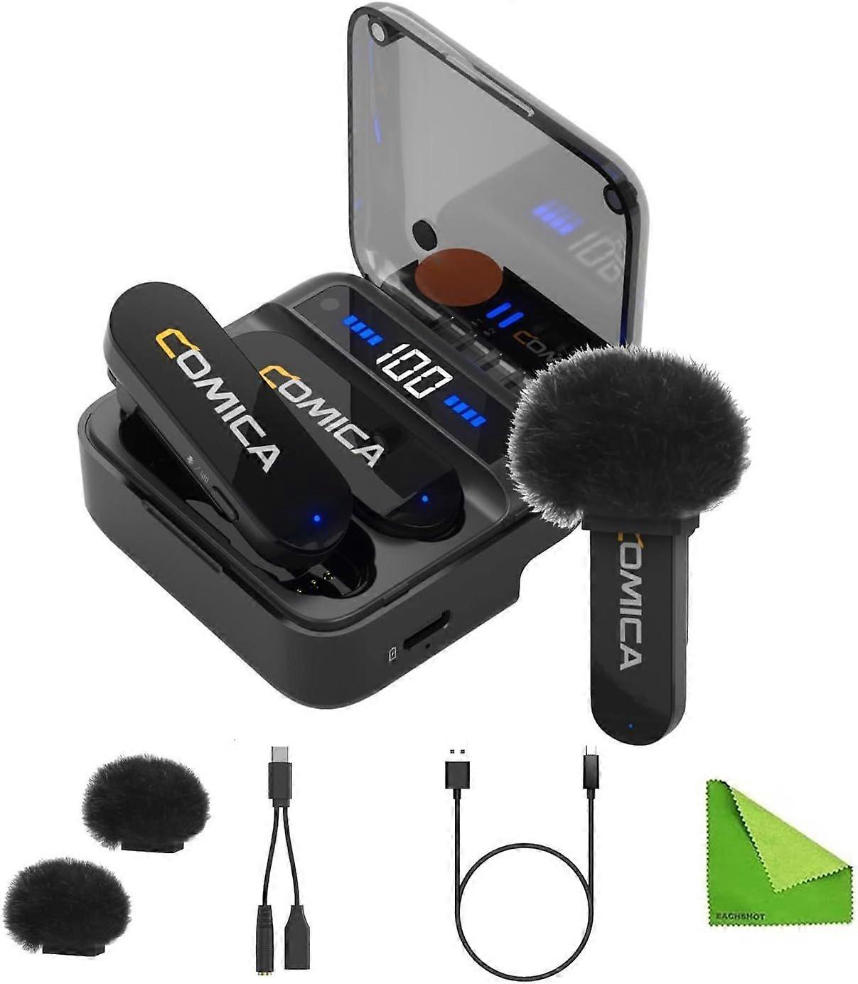 Schwarzes kabelloses Lavalier-Mikrofonsystem 2.4G Dual-Channel