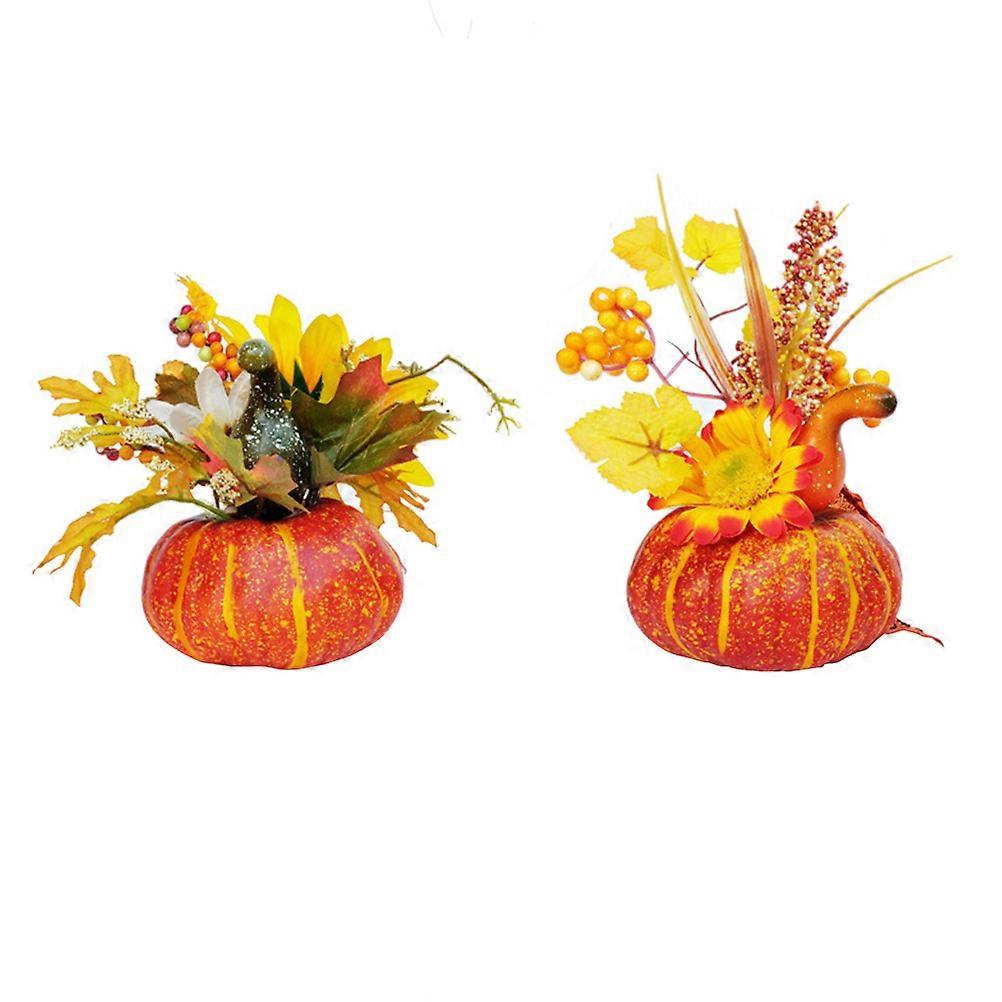Autumn Party Ornament Artificial Pumpkin Maple Leaf Decor 6Pcs