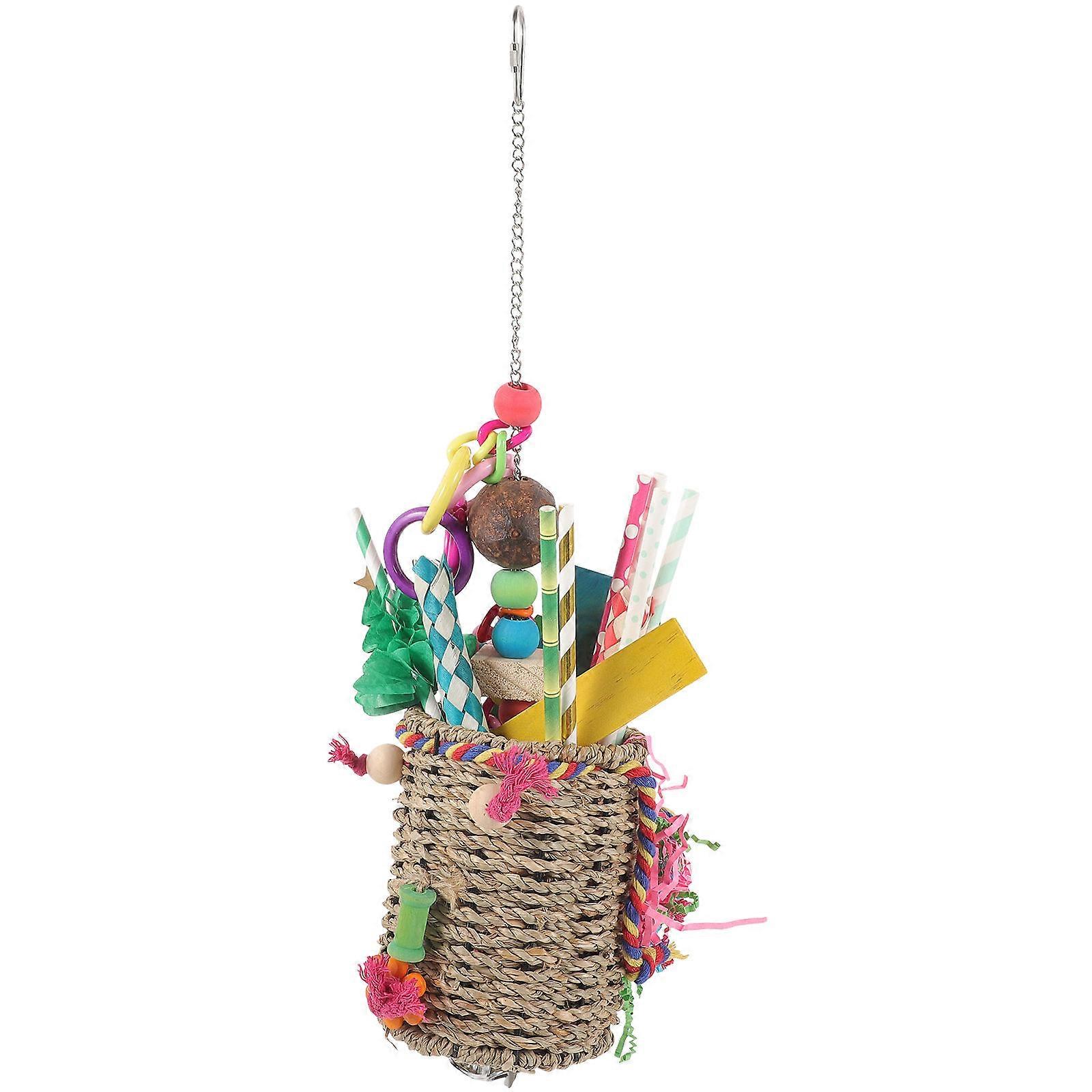 Bird Chew Toy Hanging Parrot Cage Foraging Toy for Pet Playing 2Pcs