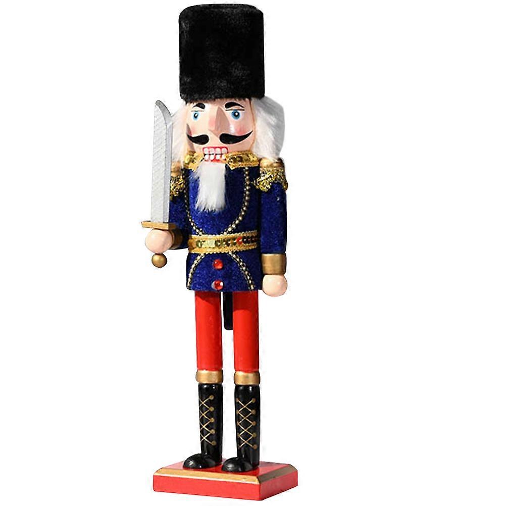 Nutcrackers Decorations Wooden Nutcracker for Decor 3Pcs Blue Figurine