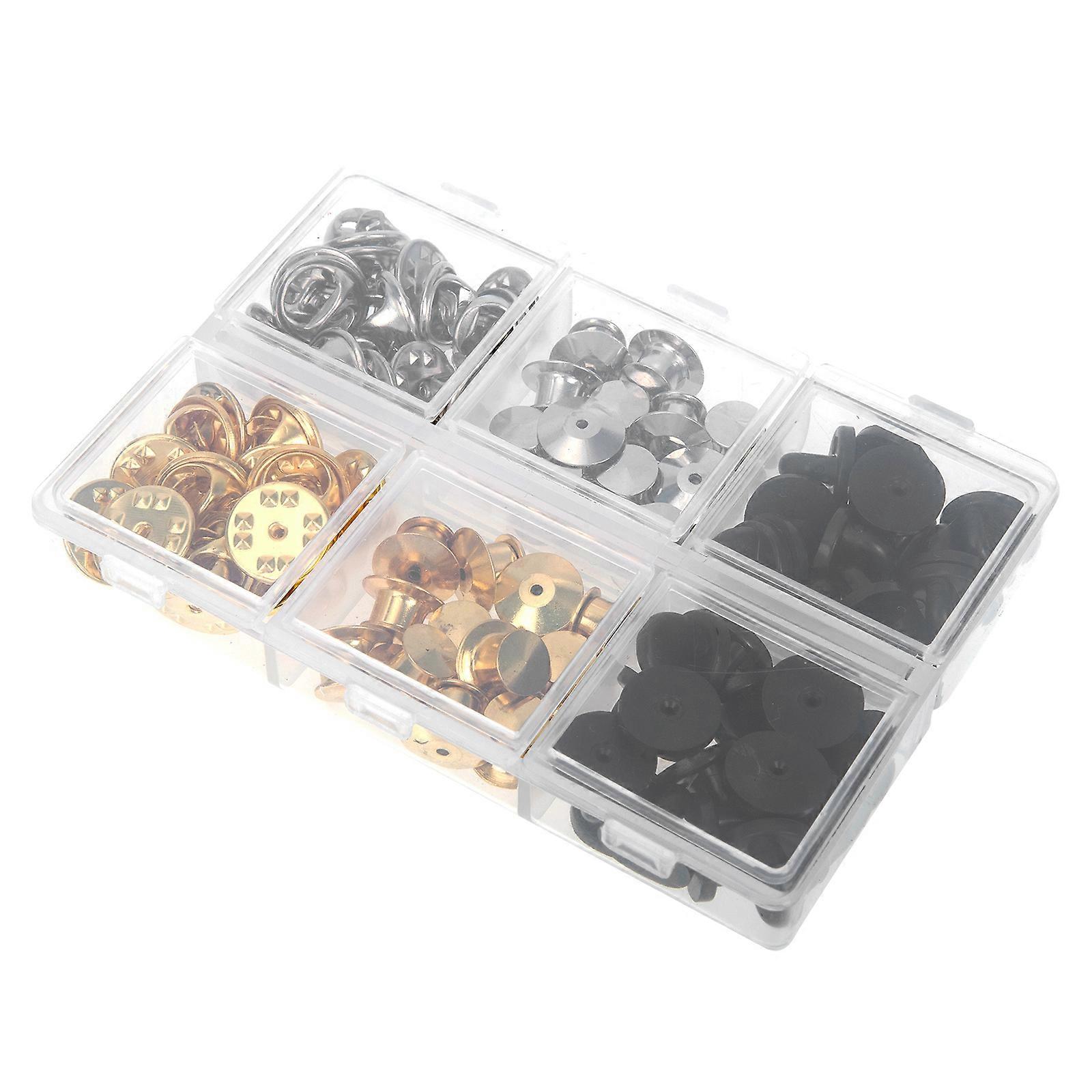 Locking Pin Back Metal Pin Backs For DIY Brooch Accessories Assorted Color 1x1cm 84Pcs