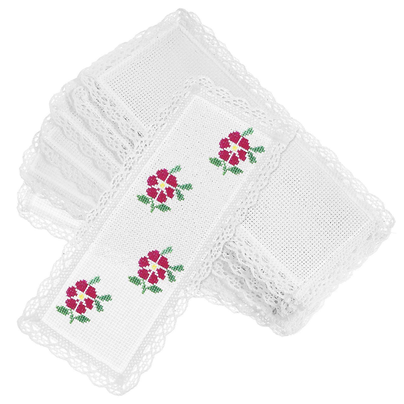 Embroidery Bookmarks 20 Pcs Blank Sewing DIY Bookmarks For Study Gift Giving Rectangular Polyester