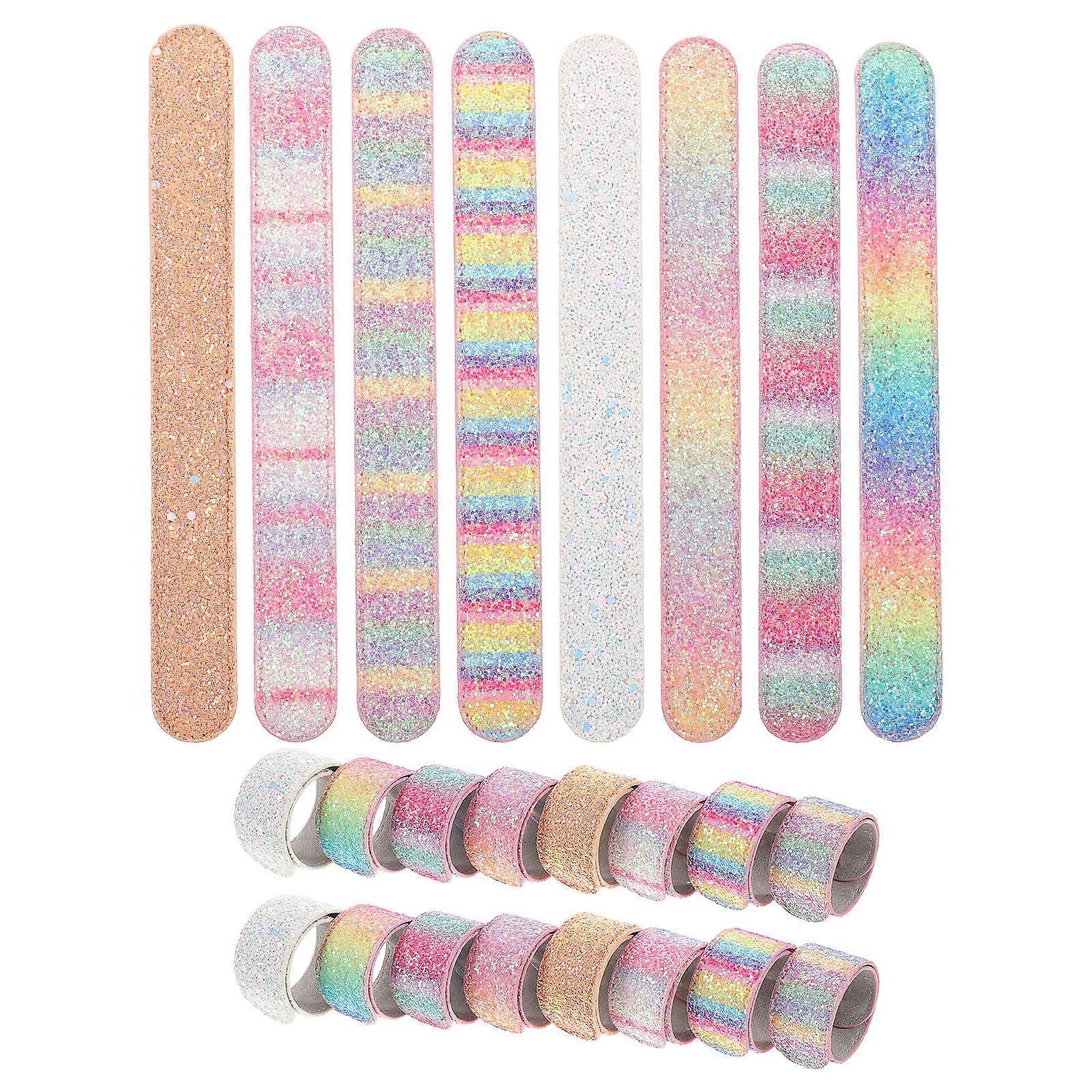 Assorted Color Glitter Slap Bracelets for Kids Party Favor 48Pcs Set