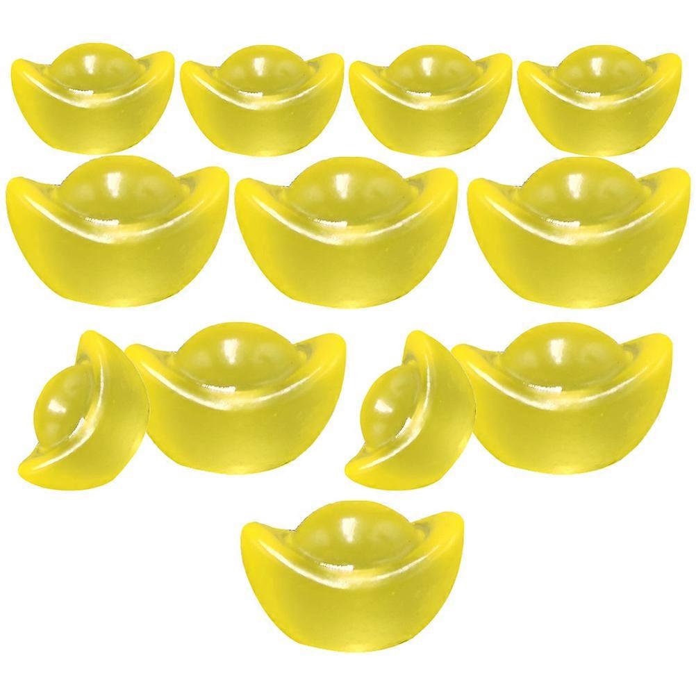 Decorative Resin Ingot Statue 12Pcs for Indoor Use Home and Office Decoration in Yellow Color