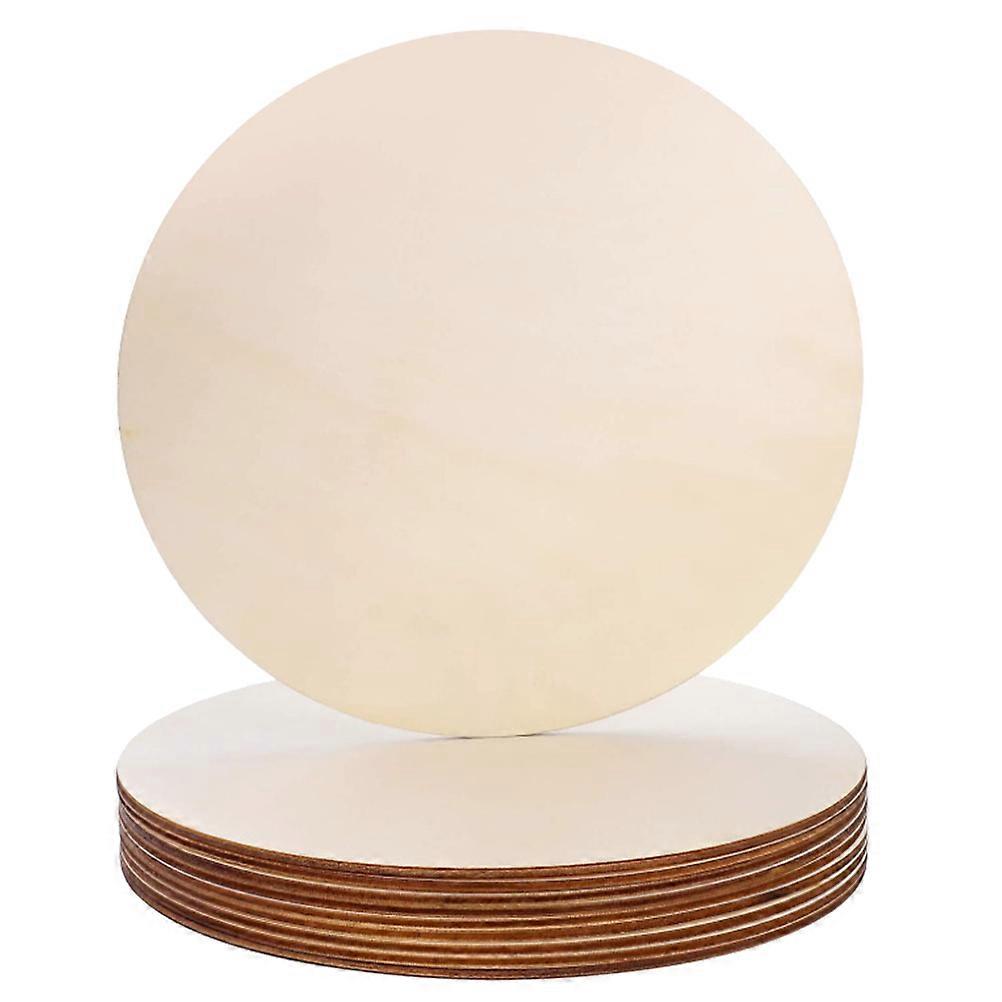 Circle Shaped Unfinished Wooden Slices Graffiti Material Artists 5.9×5.9×0.4in Khaki 30Pcs For Various Occasions