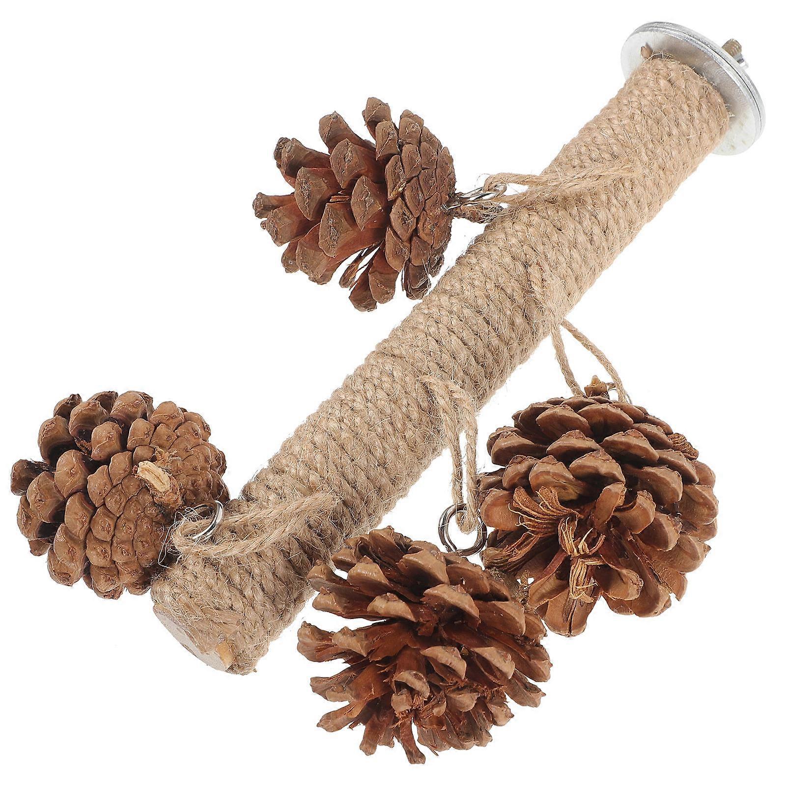 Bird Chewing Toy Pine Cone Parrot Perch for Exercise 3Pcs