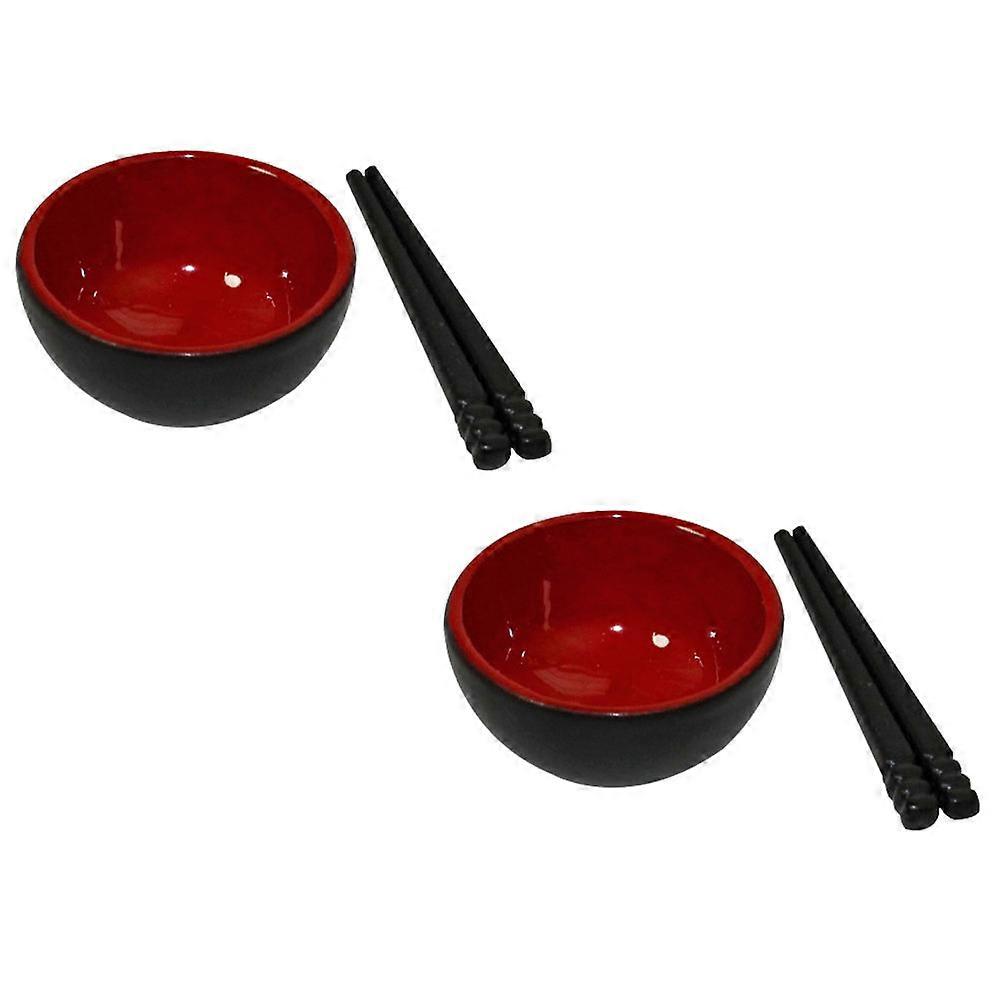 Miniature Chopsticks Decor 2Sets Miniature Bowl and Chopsticks for Decoration