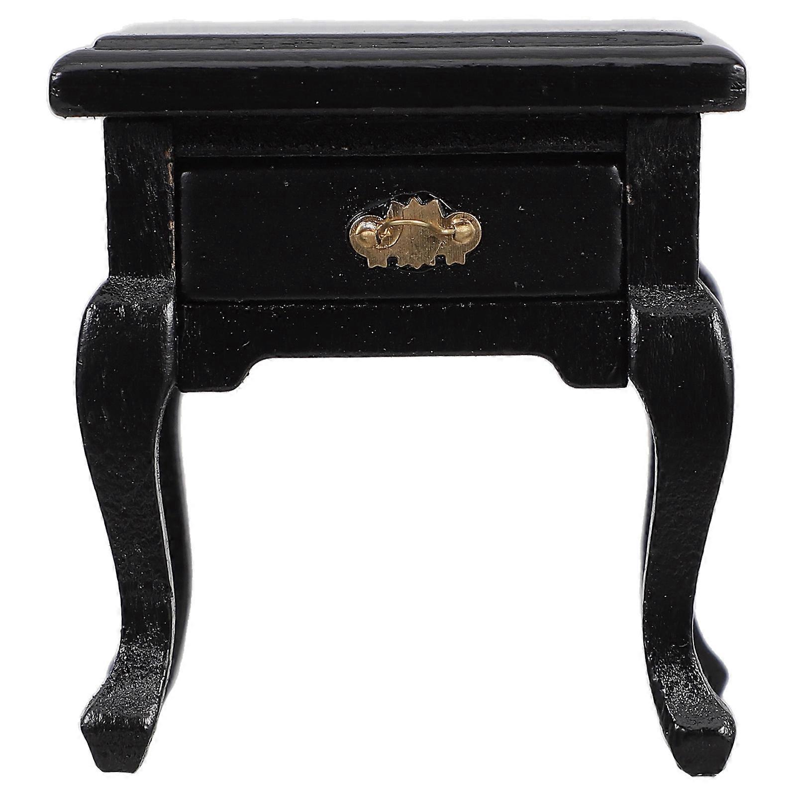 1:12 Scale Black Wooden Dollhouse Drawer Table 2Pcs