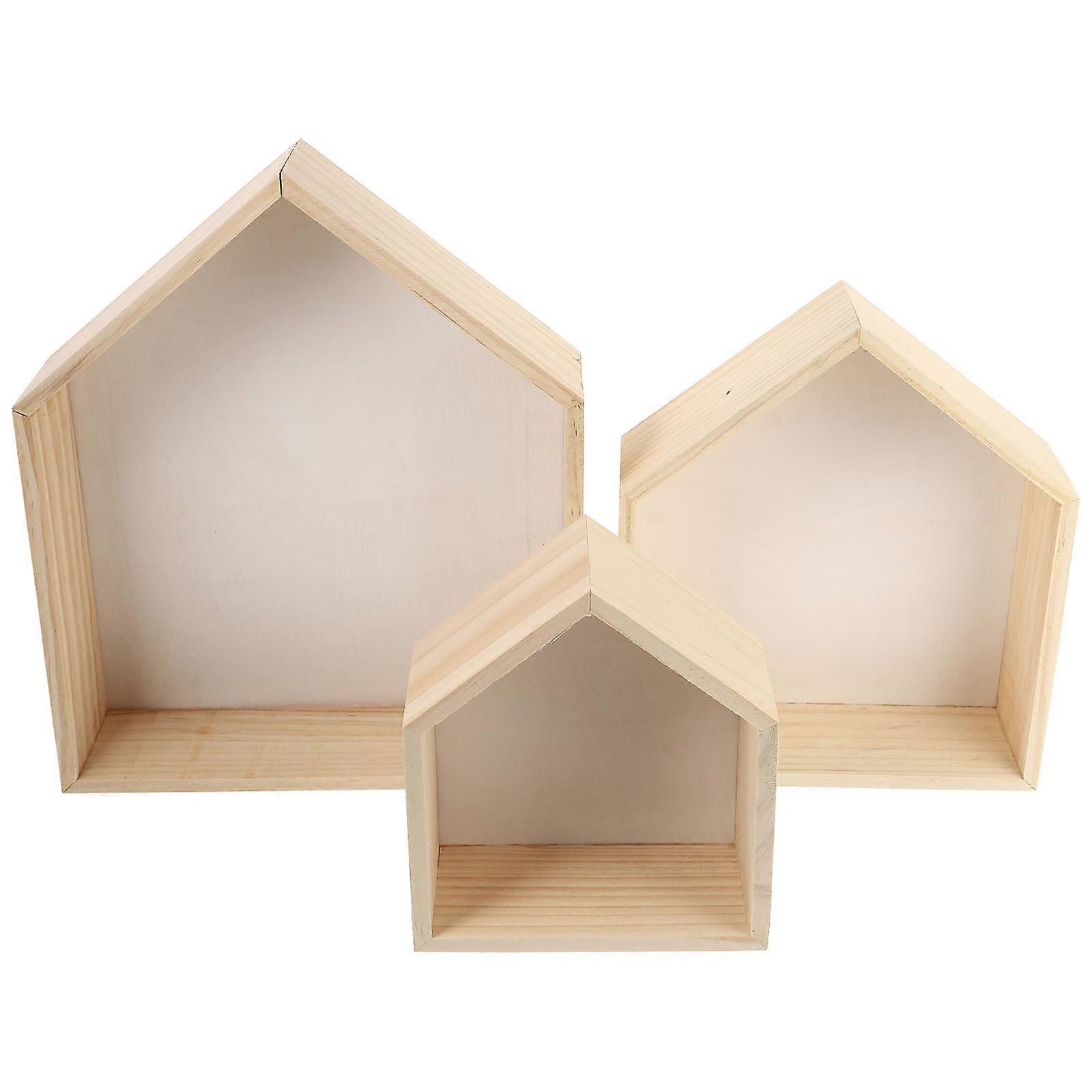 Creative Wood House Shape Storage Rack 6Pcs for Home Use Shelves