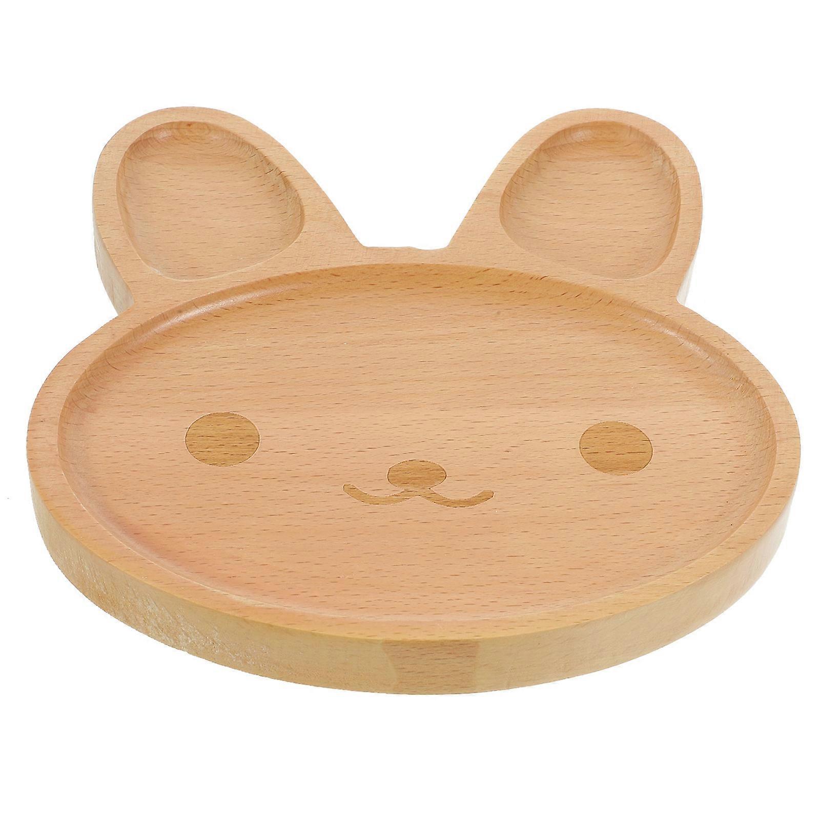 Beige Wooden Rabbit Tray for Serving Fruit and Snacks 3Pcs