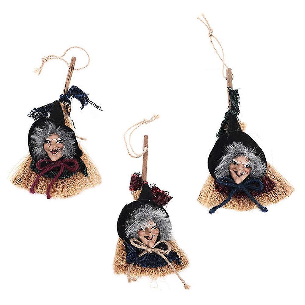 Halloween Hanging Witch Broom Pendant for Decor 5Pcs Pack