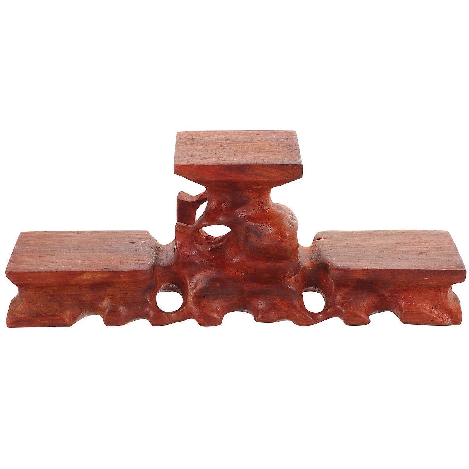 Flower Vase Base Wood Display Stand for Storage Use 4Pcs Set Dark Red