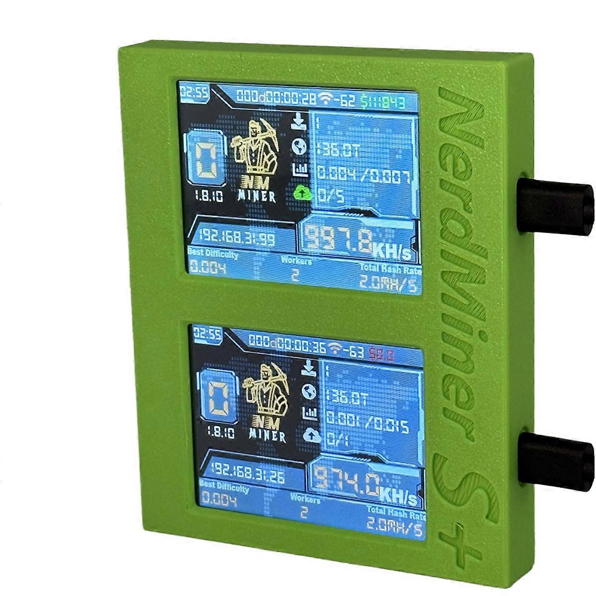 Nerdminer S+ Dual Screens Solo Miner 2X1060KH/S Coin Price Display/Mining/Time BTC Crypto Win 3.125