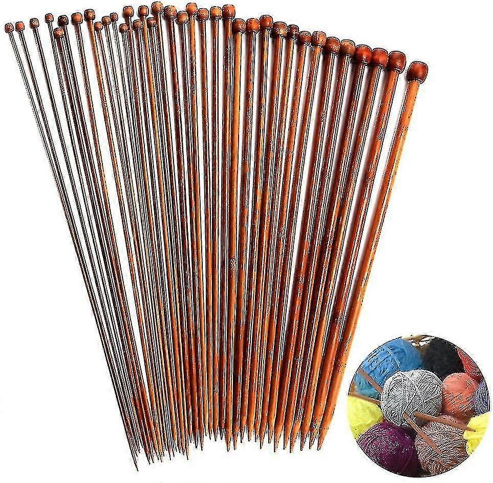 Bamboo Knitting Needles Set Single Pointed Carbonized 2mm-10mm 36pcs