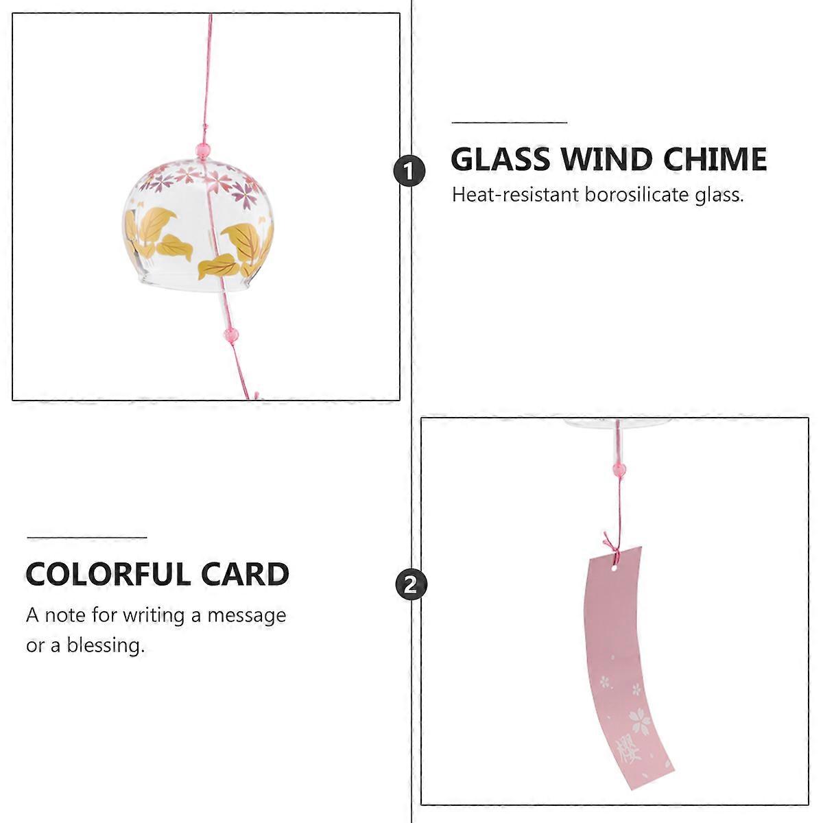 Hanging Wind Bell Glass Wind Chimes for Decoration with Leaf Pattern