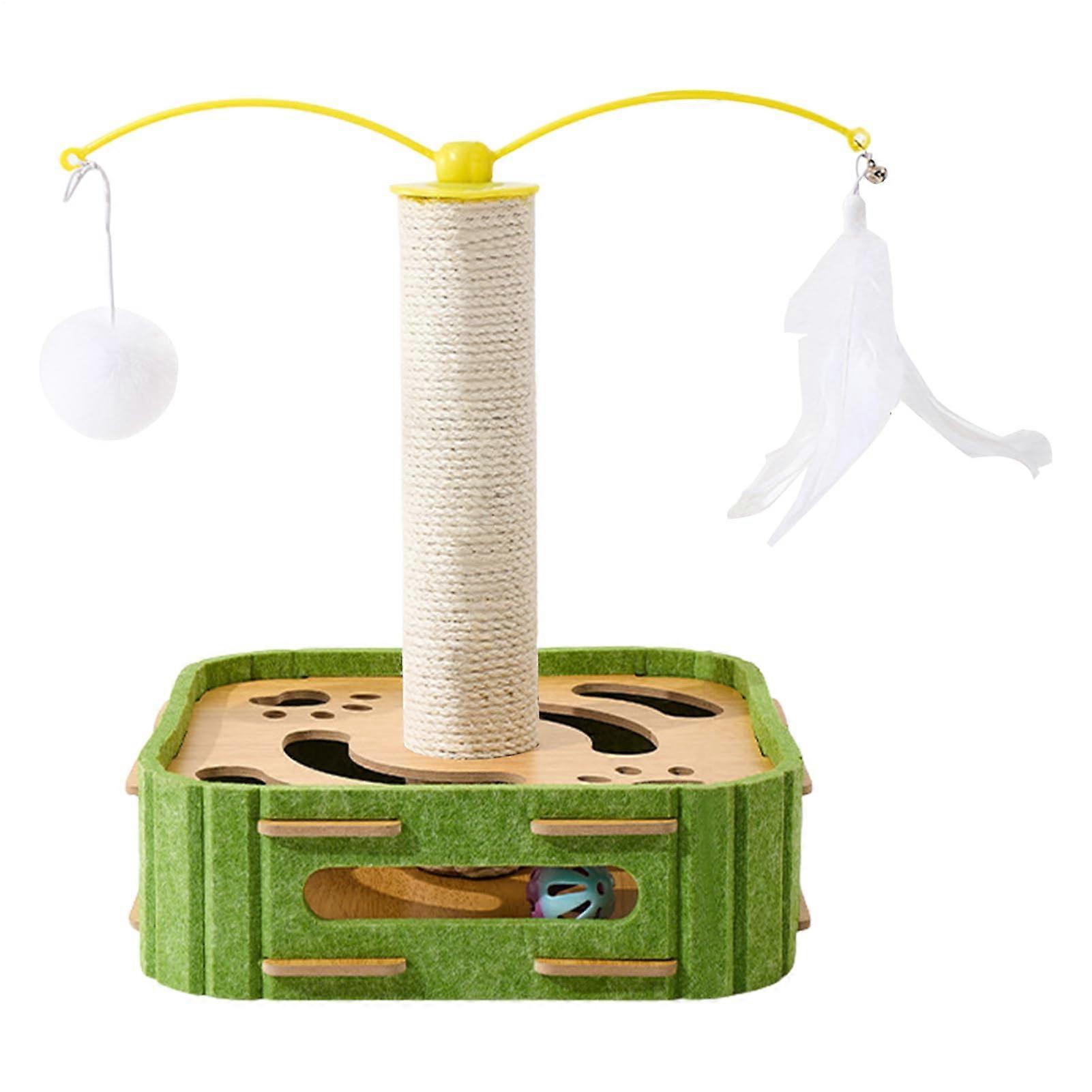 Cat Scratching Post Enrichment Game With Ball Track Kitten Scratcher With Toys For Home Apartment Corner Relaxation