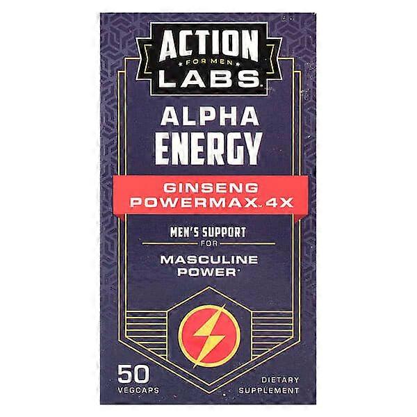 Action Labs, For Men, Alpha Energy, Ginseng PowermaxÃ¢ÂÂ¢ 4x, 50 VegCaps