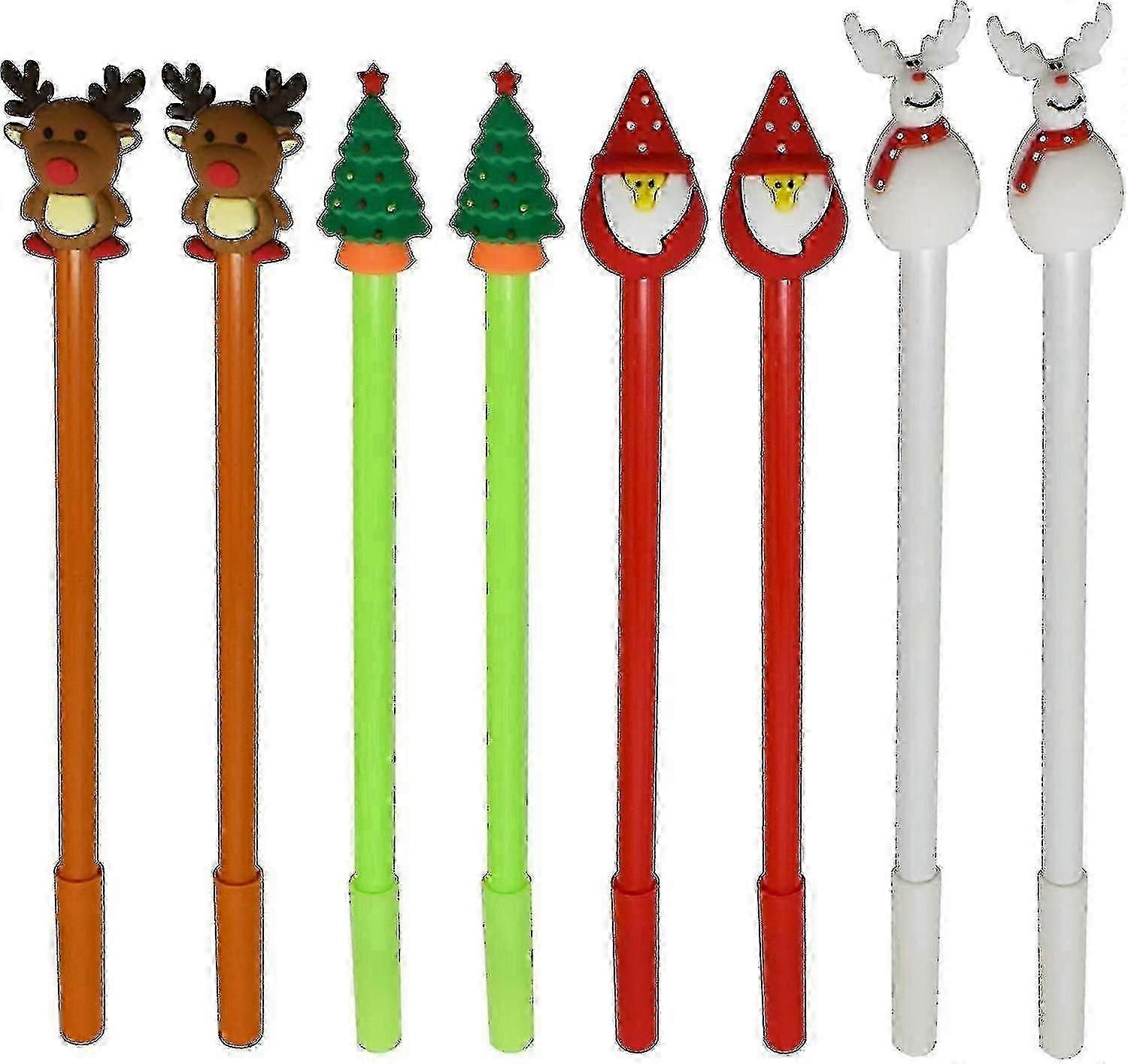 オフィススクールのための28pcsノベルティクリスマスシリーズローラーボールペンブラックゲルインク(4スタイル - クリスマスツリー、雪だるま、トナカイ、サンタクロース)