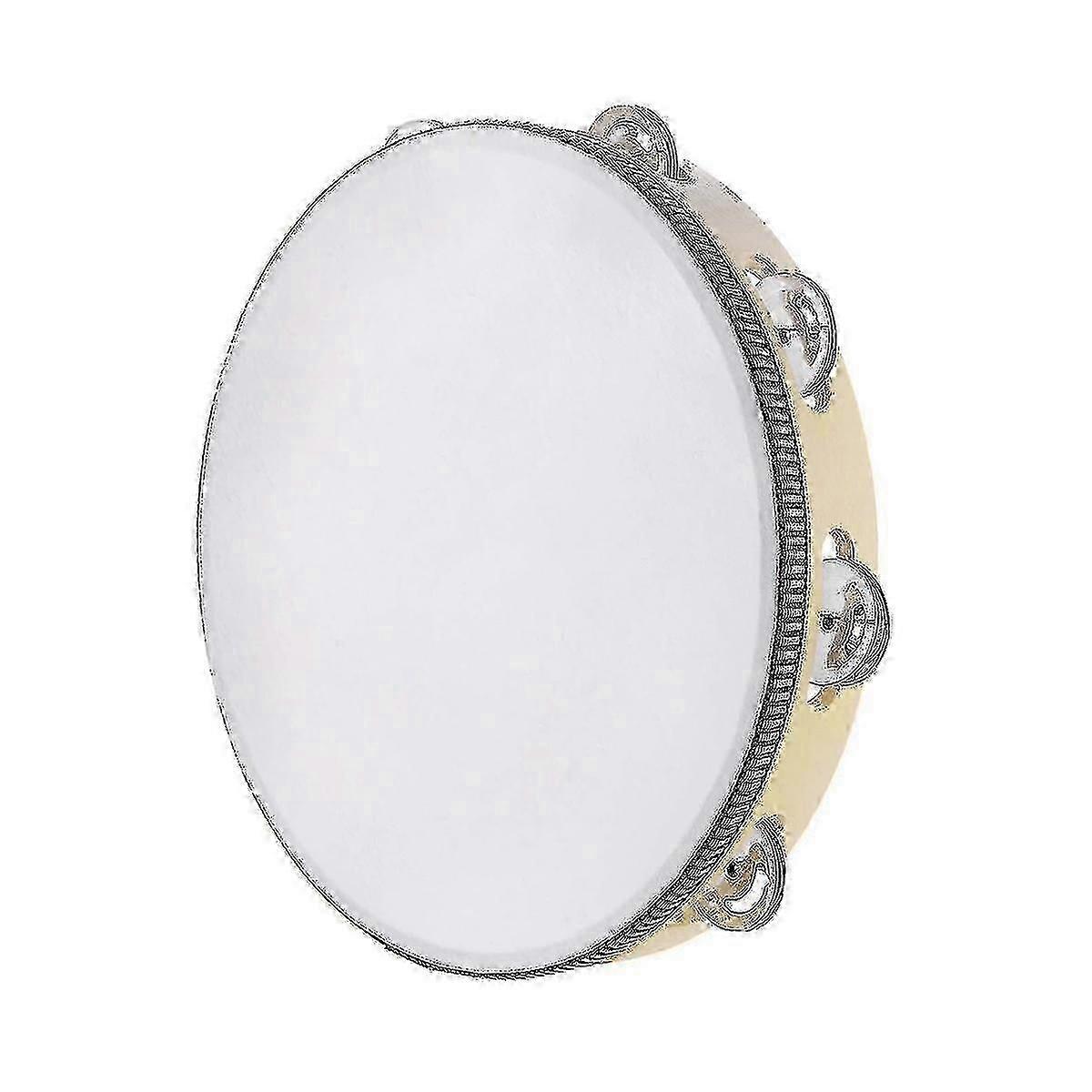 タンバリン 大人用 10インチ ハンドドラム メタルジングル パーカッション ギフト 音楽教育楽器