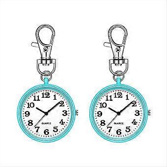 2pcs Nurses Watches Quartz Pocket Watch for Nurses Blue