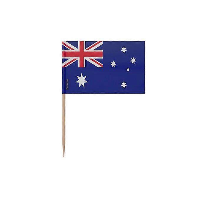 Australian Flag Toothpicks - 6.5 cm - 100 pieces - Adhesive plastic - Bamboo stick - Pixelforma