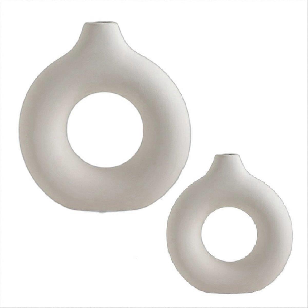 Pure white plastic vase Imitation ceramic decoration Large + Small