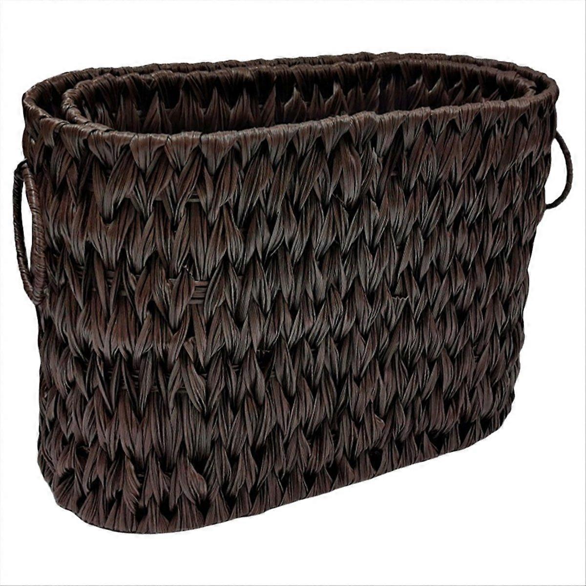 Storage Woven Basket,Waterproof Wicker Basket With Handles, A
