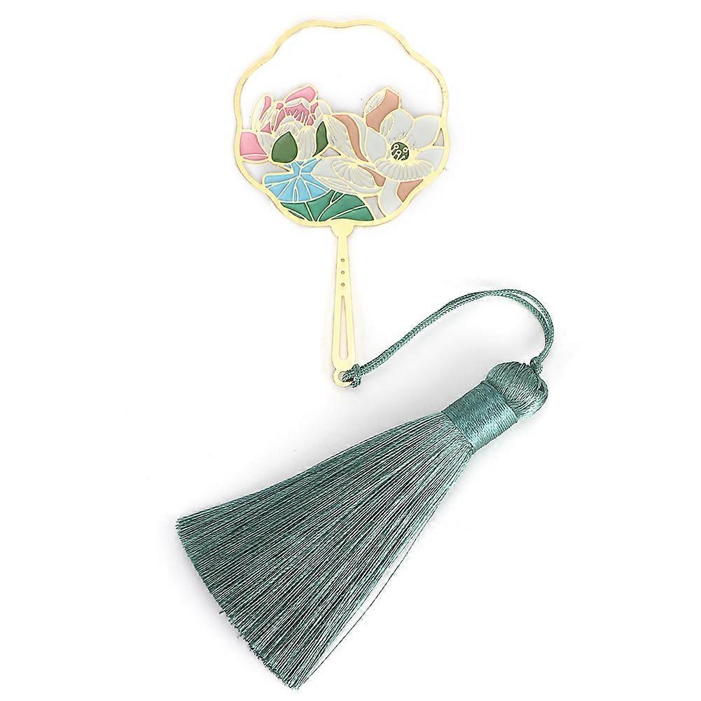 Classic Hollow Brass Bookmark with Tassels Fan Design for Students Office Reading and Book Collection Durable Metal