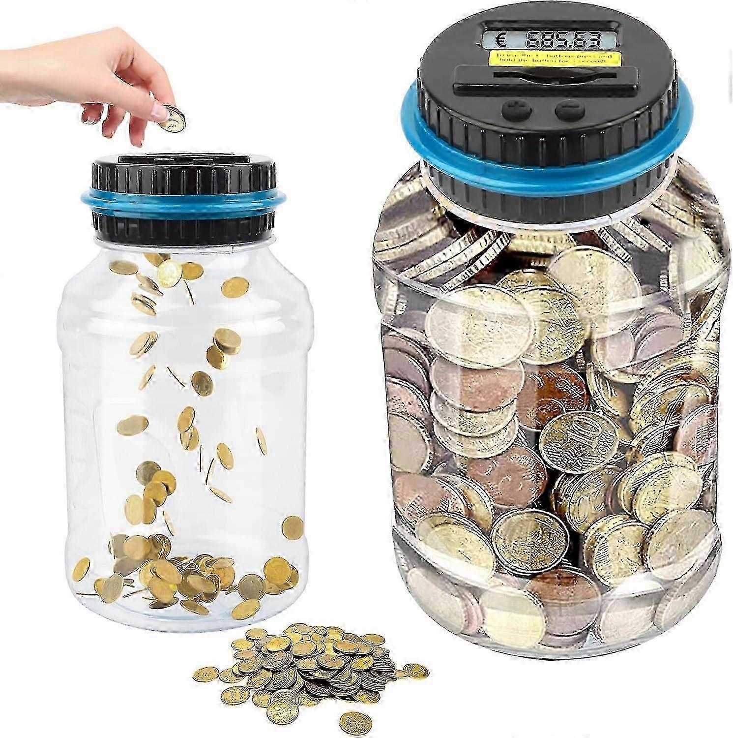 Enchanting Savings Companion, Digital Counting Money Keeper, Automatic Coin And Bill Tallyer With Clear Lcd Screen, Transparent Design For Visible 202